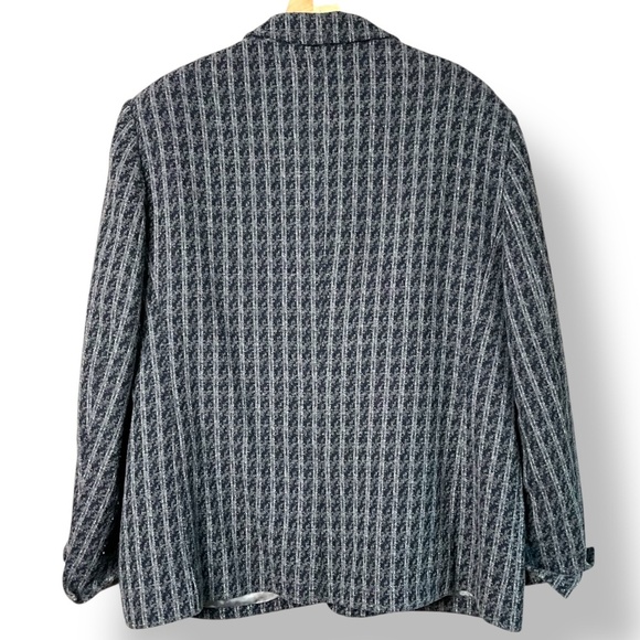 DELMOD Vintage Wool Blend Fully Lined Houndstooth 3 Button Blazer Turn Up Cuffs - Picture 4 of 12